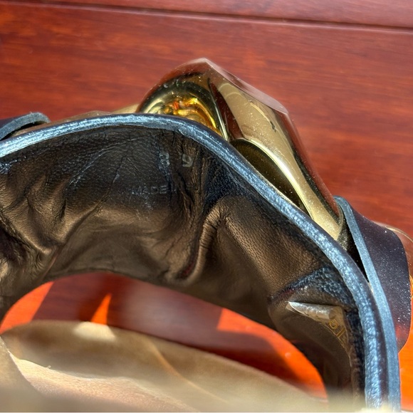 JW Anderson Chain Link Sandal Slides Gold Black Leather - Picture 4 of 11